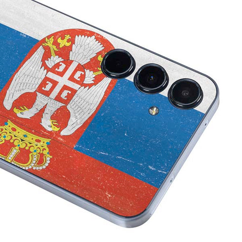 Serbia Flag Distressed Galaxy A55 5G Skin